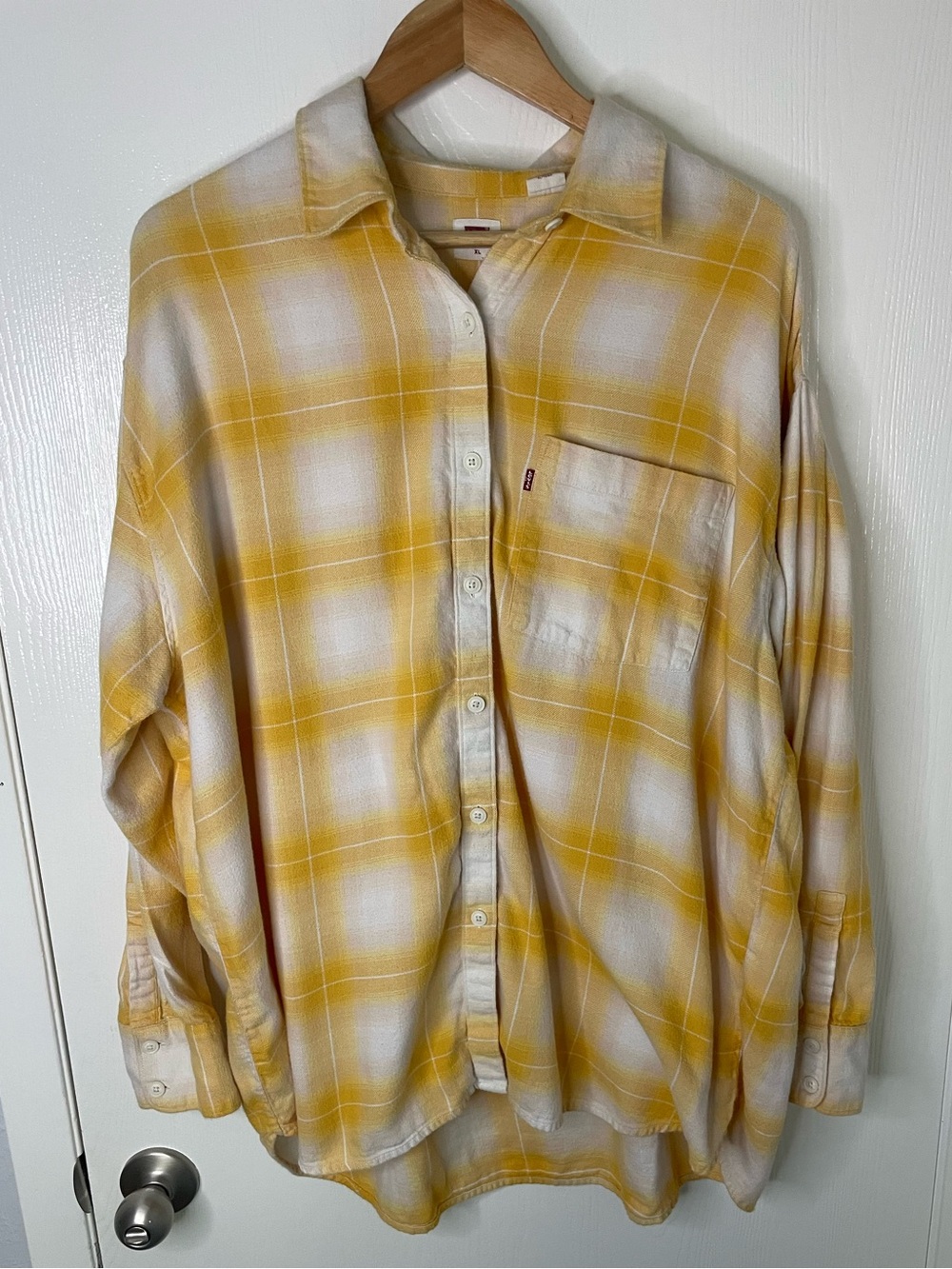 Levi’s Oversized Yellow Plaid Flannel Shirt XL 100% Cotton